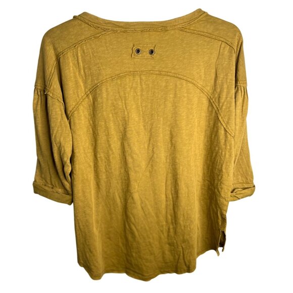 Free People We The Free Redone Tee In Adriatic Sea Mustard Womens 3/4 Sleeve S - Picture 6 of 13